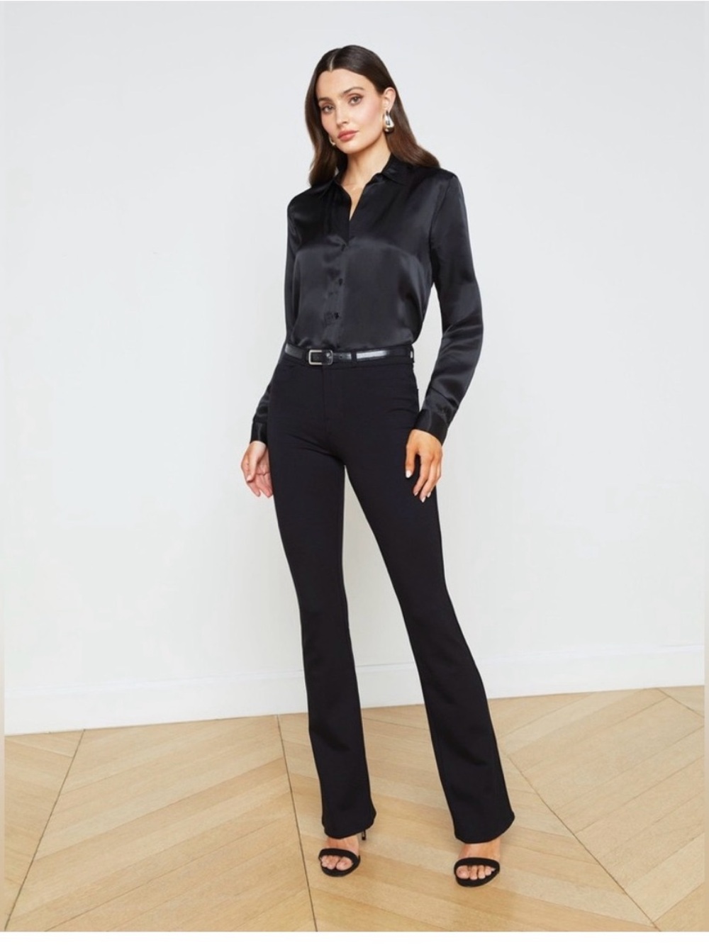 L'AGENCE Tyler Black Silk Blouse Size M